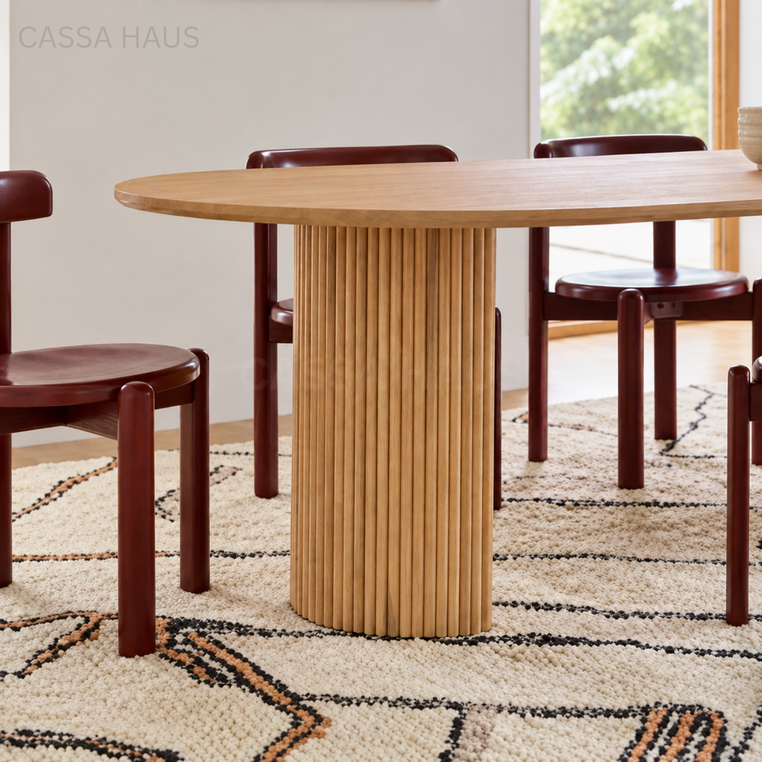 JOLEN Modern Solid Wood Oval Dining Table