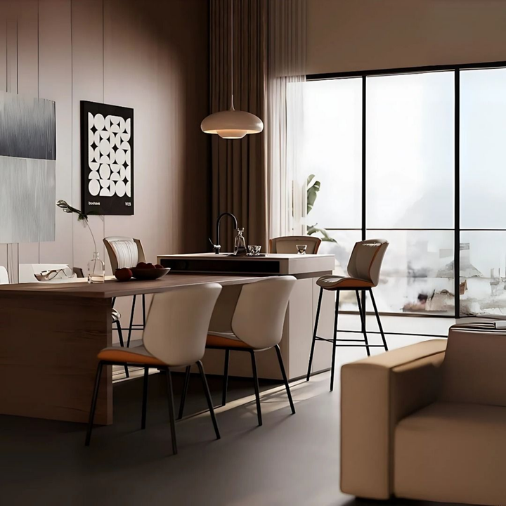 NORMAN Modern Leather Bar Stool - Radical Homes Singapore
