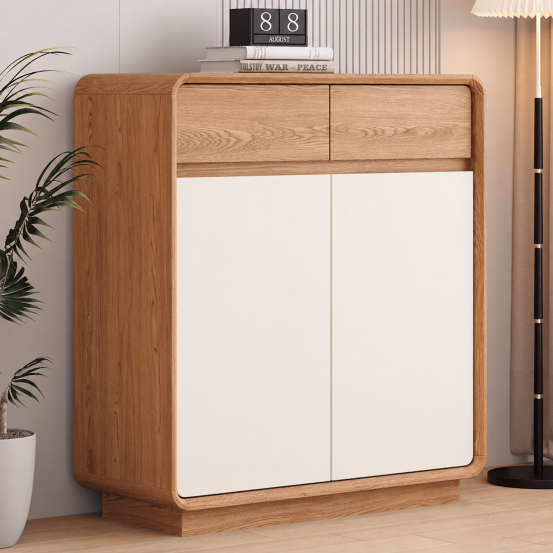 MINGEI Modern Solid Wood Shoe Cabinet