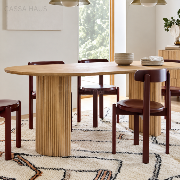 JOLEN Modern Solid Wood Oval Dining Table