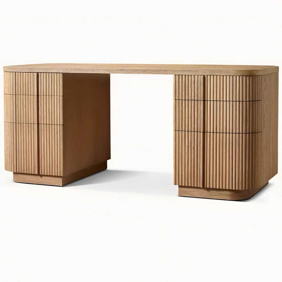 MONTCLAIR Modern Fluted Solid Wood Study Table - Cassa Haus Singapore