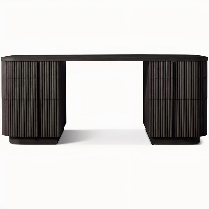 MONTCLAIR Modern Fluted Solid Wood Study Table - Cassa Haus Singapore