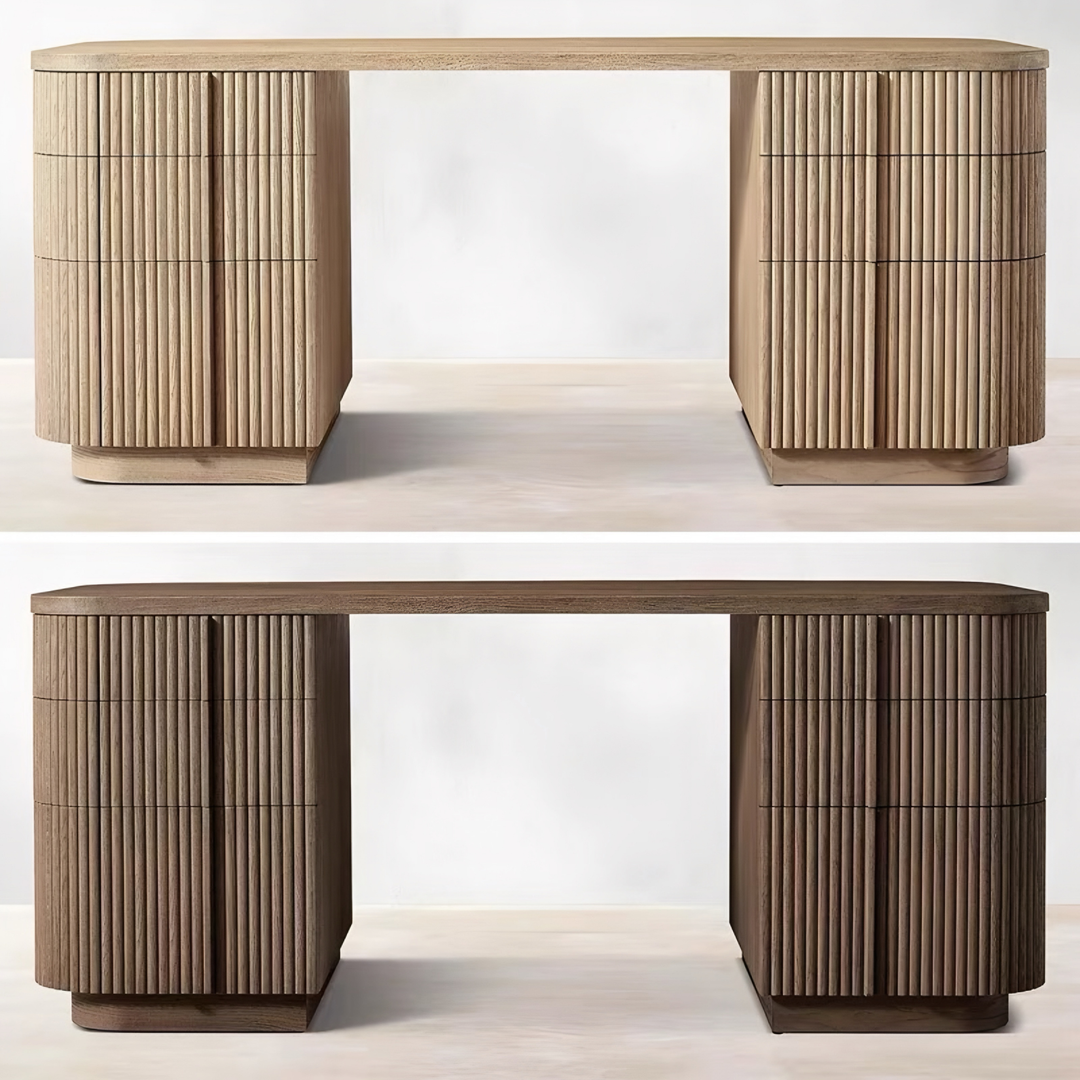 MONTCLAIR Modern Fluted Solid Wood Study Table - Cassa Haus Singapore