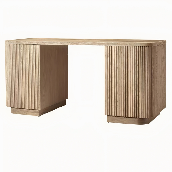 MONTCLAIR Modern Fluted Solid Wood Study Table - Cassa Haus Singapore