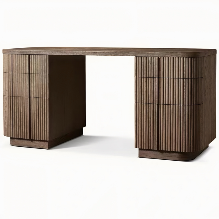 MONTCLAIR Modern Fluted Solid Wood Study Table - Cassa Haus Singapore