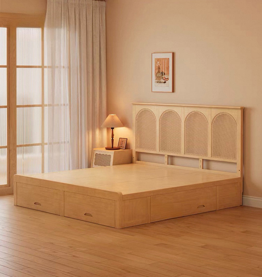 MENADE Rustic Bedframe With Storage (Instock) - Radical Homes Singapore