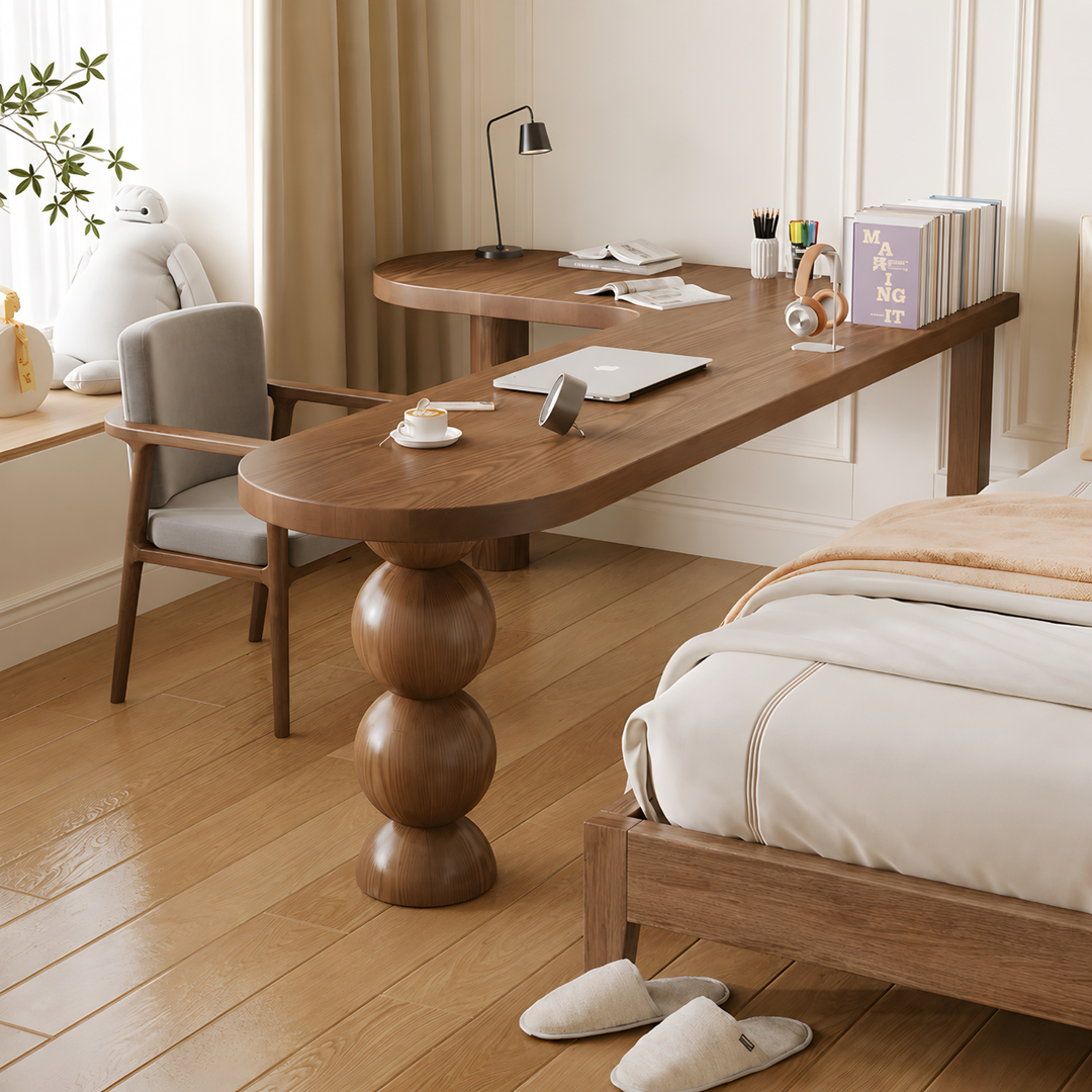 VINCENZO Modern Solid Wood L Shaped Study Table - Cassa Haus Singapore