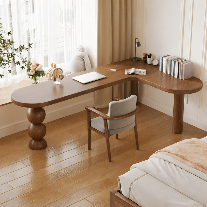 VINCENZO Modern Solid Wood L Shaped Study Table - Cassa Haus Singapore