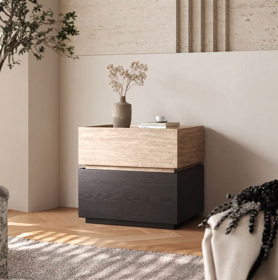 NOVARO Modern Solid Wood Bedside Table
