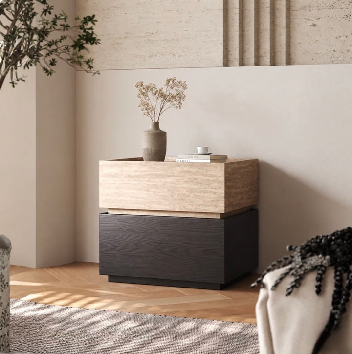 NOVARO Modern Solid Wood Bedside Table