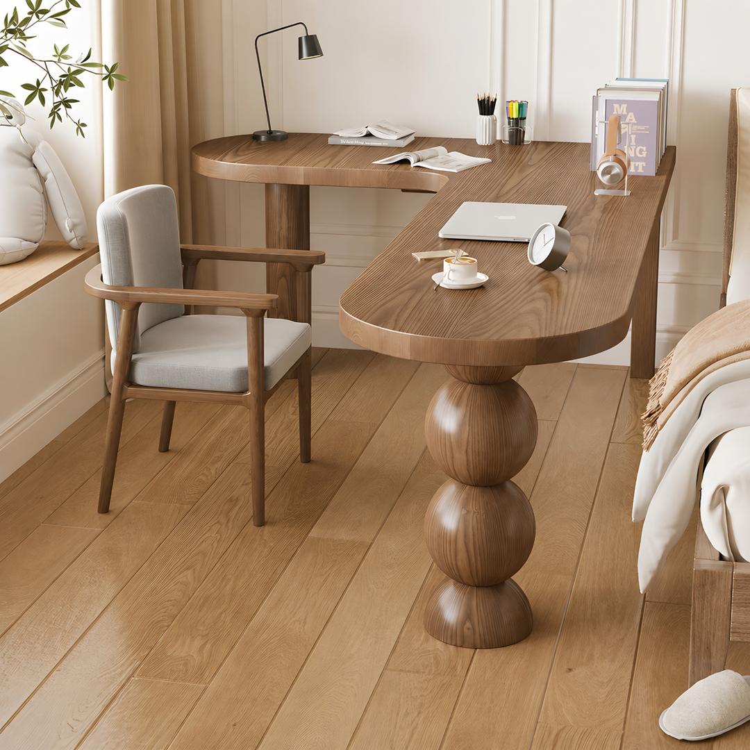 VINCENZO Modern Solid Wood L Shaped Study Table - Cassa Haus Singapore