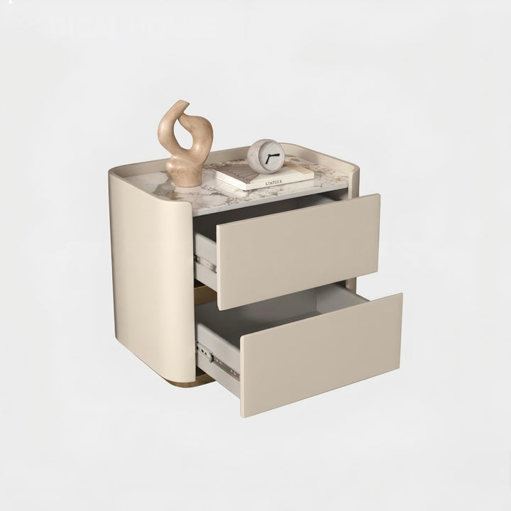 DORIAN Modern Leather Bedside Table - Cassa Haus Singapore