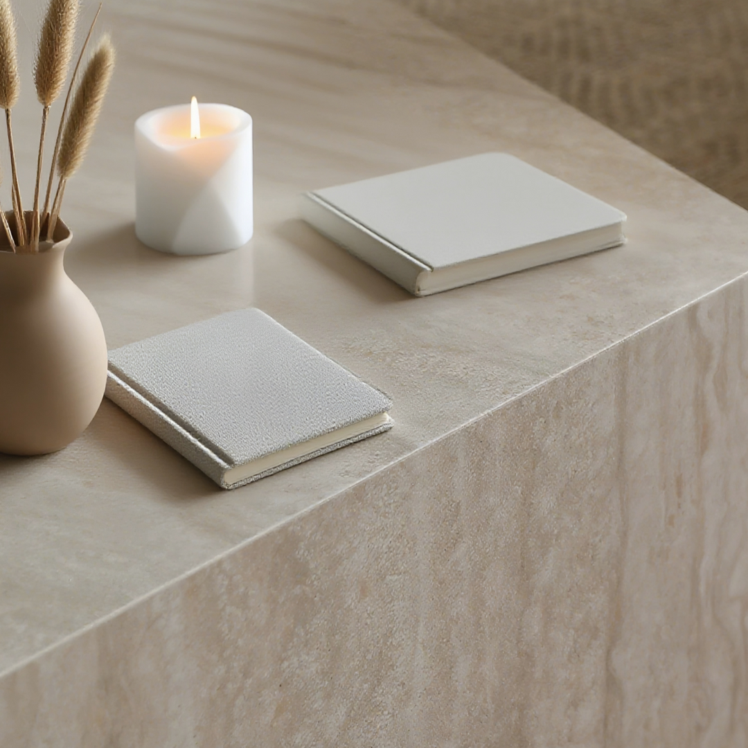 FIESOLE Modern Travertine Sintered Stone Coffee Table - Cassa Haus Singapore