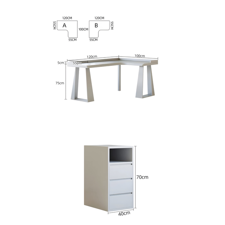 BELLUNO Modern Solid Wood L Shaped Study Table - Cassa Haus Singapore