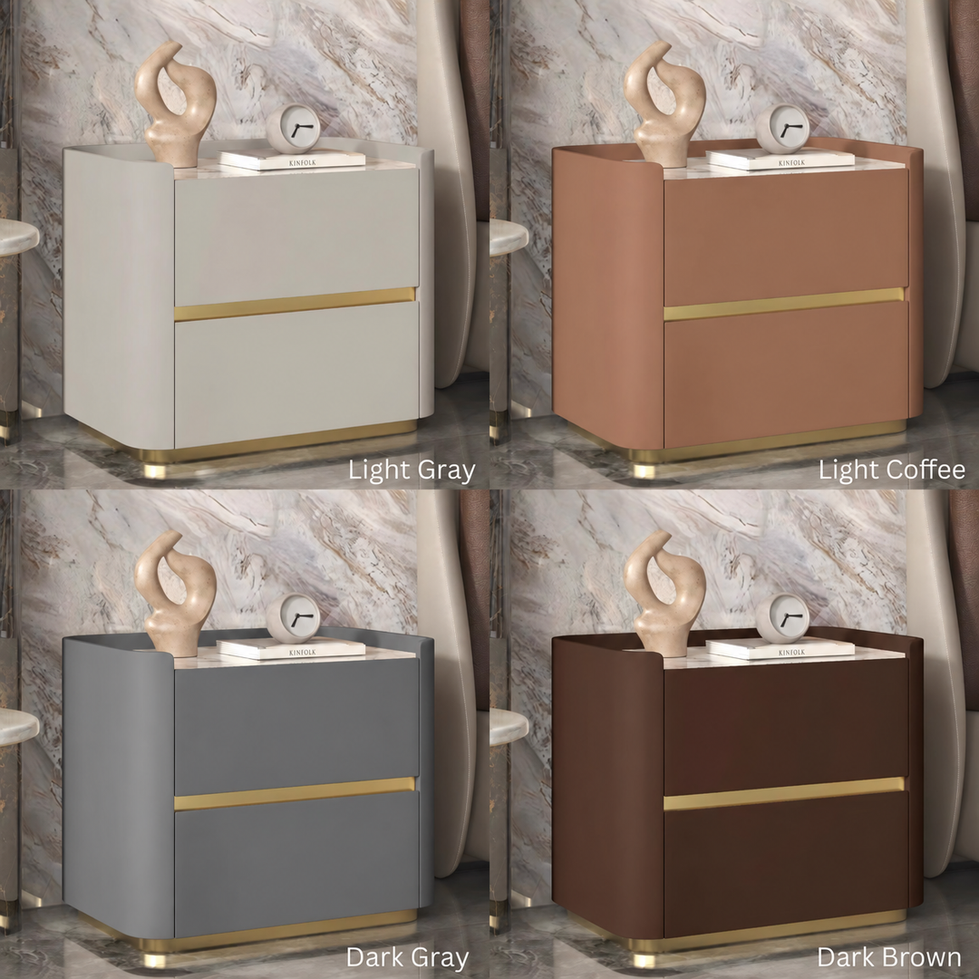 DORIAN Modern Leather Bedside Table - Cassa Haus Singapore