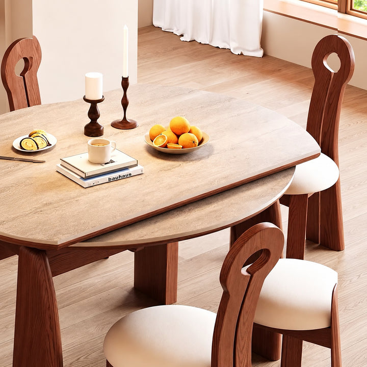 ASHLEY Modern Travertine Extendable Dining Table (INSTOCK) - Cassa Haus Singapore