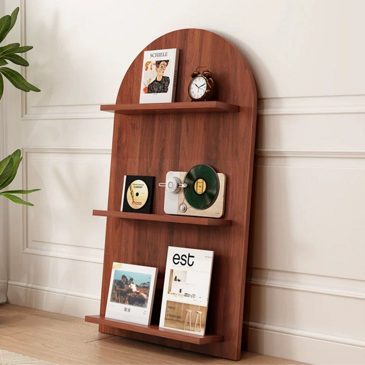 TRIZIAN Rustic Walnut Shelf - Radical Homes Singapore