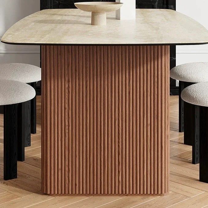CORJAE Modern Travertine Dining Table - Radical Homes Singapore