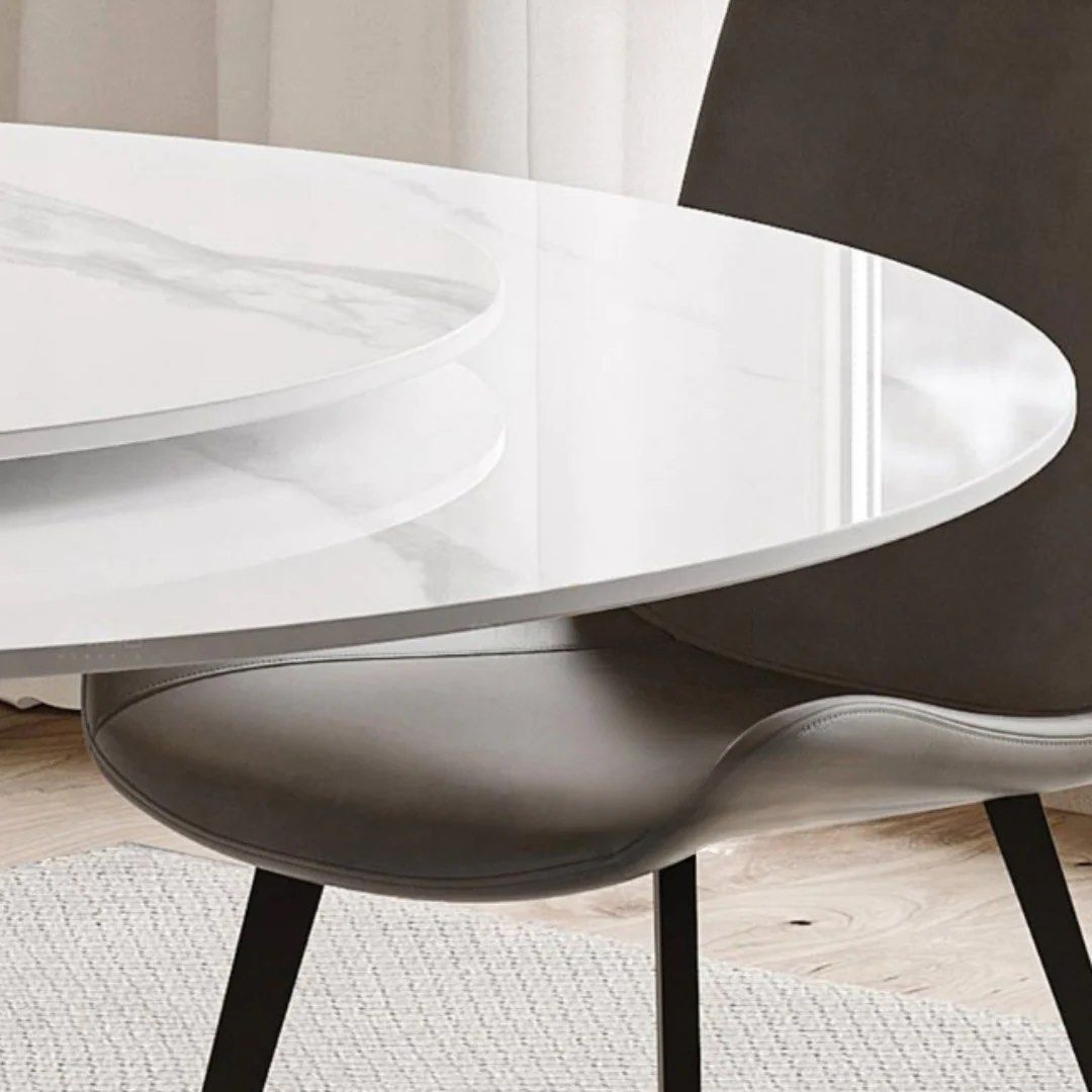 MACK Round Marble Dining Table With Lazy Susan - Radical Homes Singapore