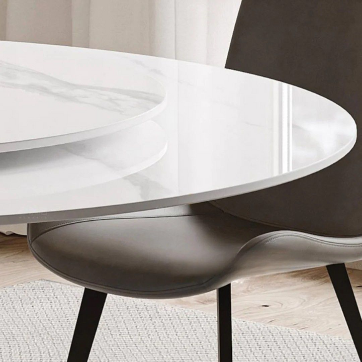 MACK Round Marble Dining Table With Lazy Susan - Radical Homes Singapore