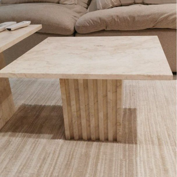 JEIAO Modern Travertine Coffee Table - Radical Homes Singapore