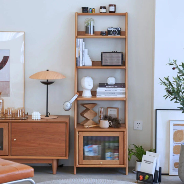 ANSELMO Wood Bookshelf With Storage - Radical Homes Singapore