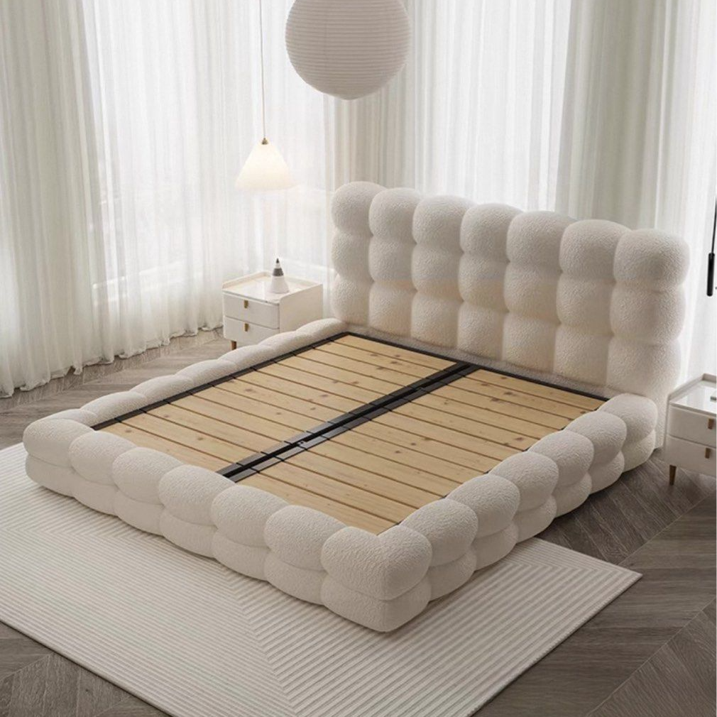 BREON Modern Boucle Storage Bedframe - Radical Homes Singapore