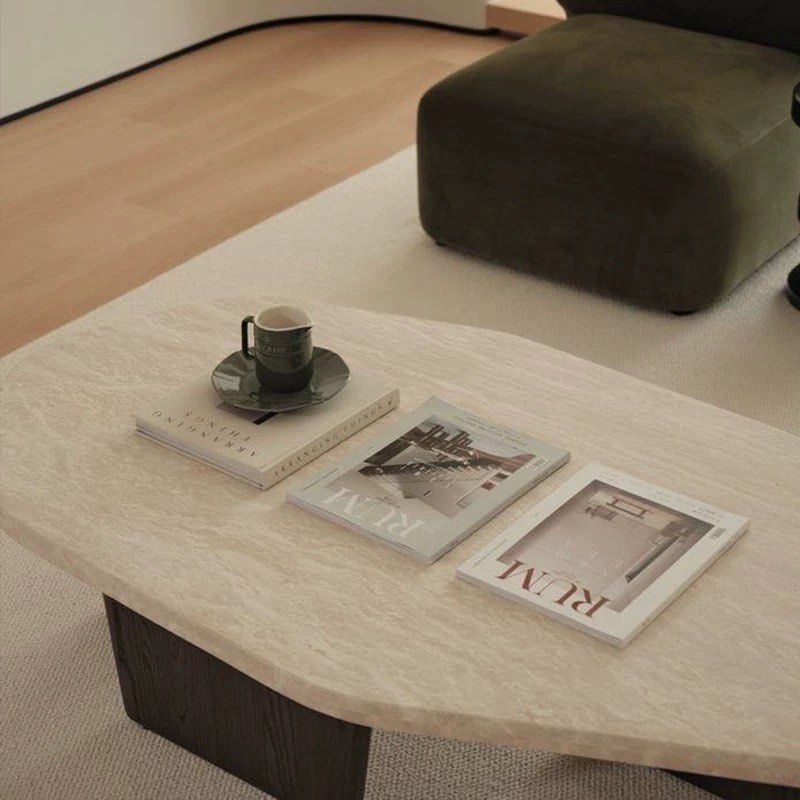 ASHRUNE Modern Travertine Coffee Table - Cassa Haus Singapore