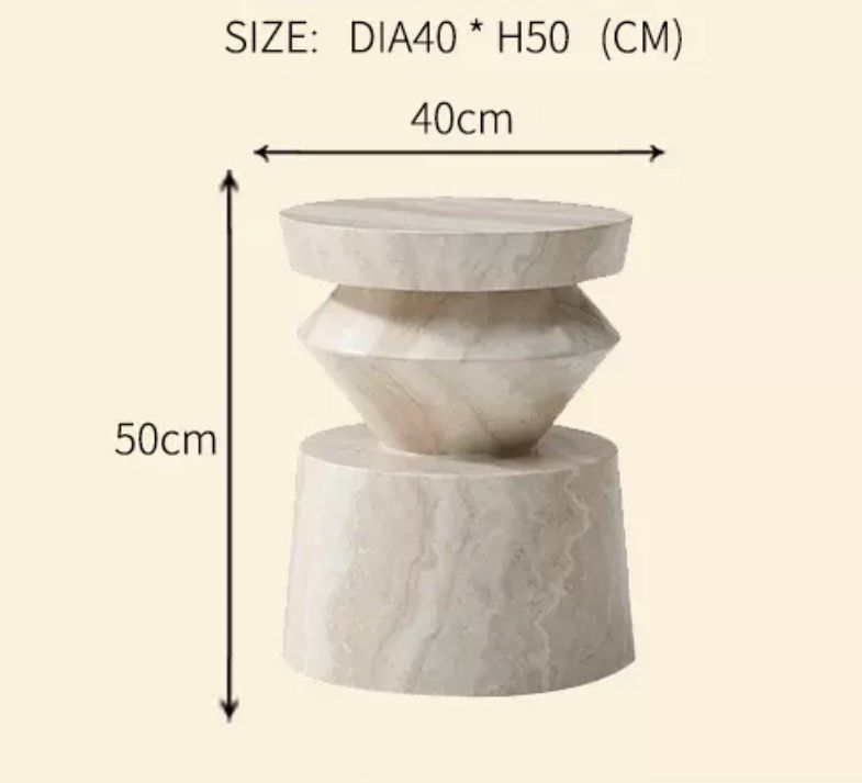 JEXARO Modern Travertine Side Table - Cassa Haus Singapore