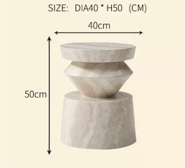 JEXARO Modern Travertine Side Table - Cassa Haus Singapore