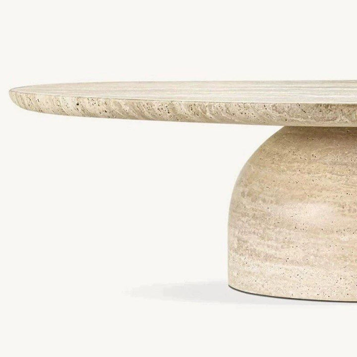 FAFLE Modern Travertine Round Coffee Table - Radical Homes Singapore