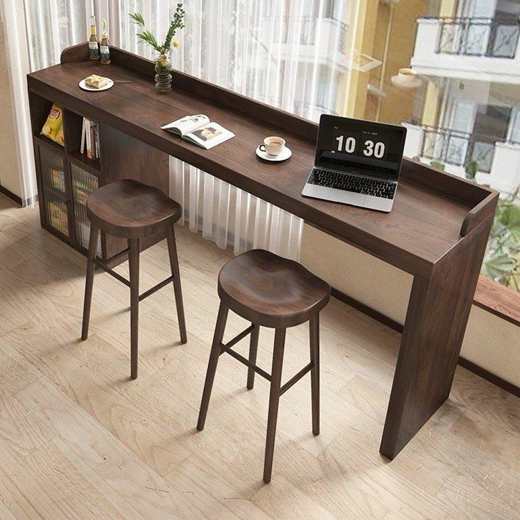 AVERN Modern Solid Wood Bar Table With Storage - Cassa Haus Singapore