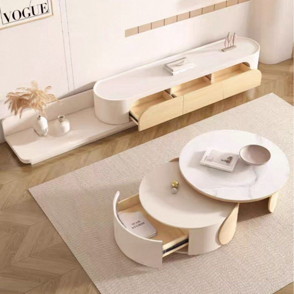 HURLEO Japandi Extendable TV Console & Coffee Table - Radical Homes Singapore