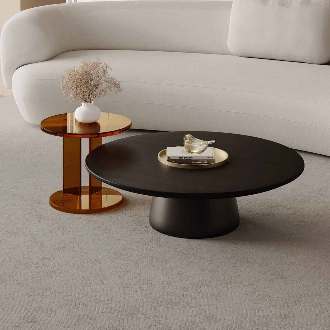 HARLEEN Modern Solid Wood Round Coffee Table - Radical Homes Singapore