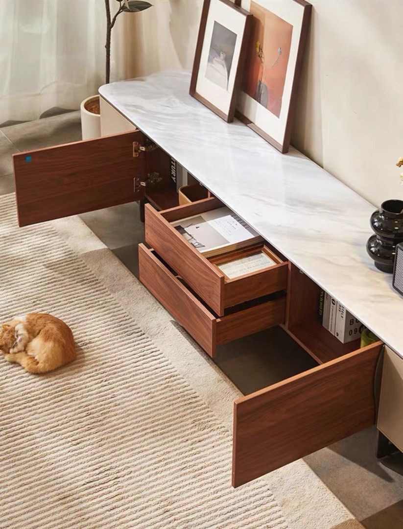 VACLA Modern Saddle Leather TV Console - Radical Homes Singapore