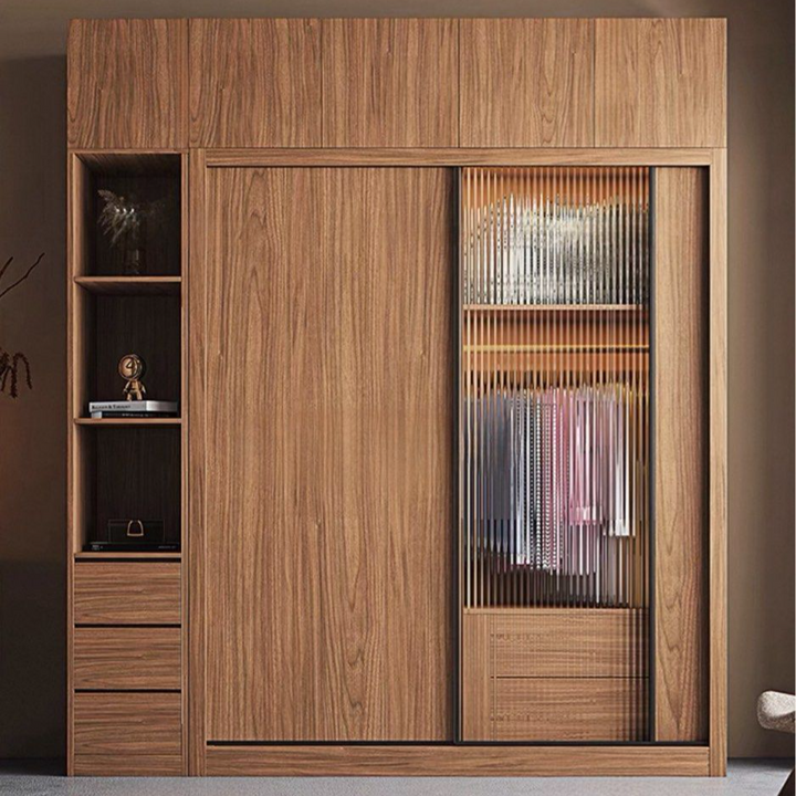 CALAGRE Modern Solid Wood Walnut Wardrobe - Radical Homes Singapore