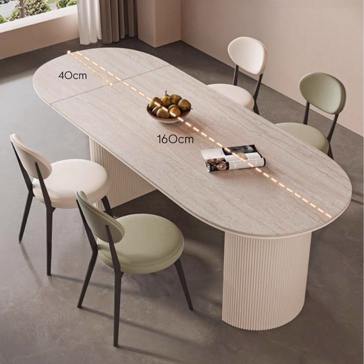 EXPANZA Modern Extendable Travertine Dining Table - Cassa Haus Singapore