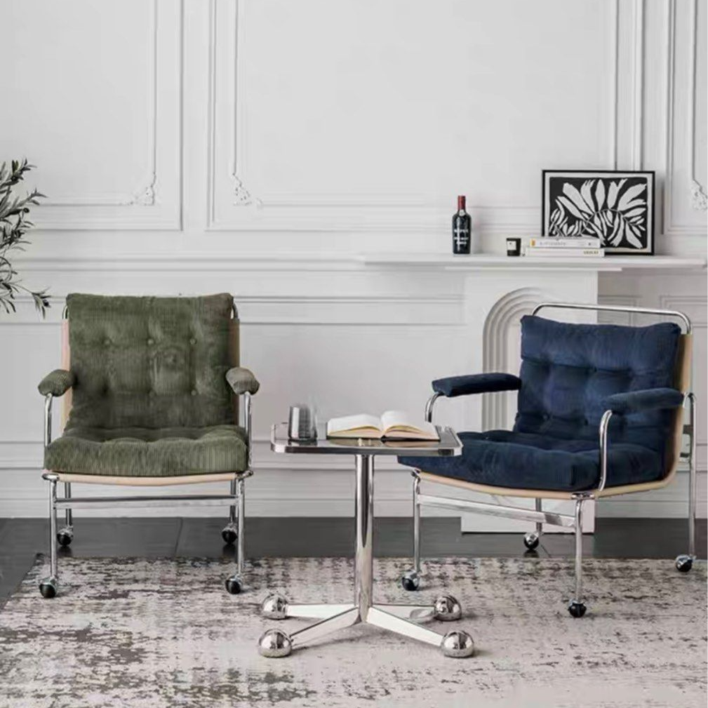 WHITNEY Modern Armchair With Wheels - Radical Homes Singapore