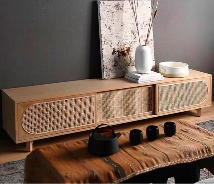 FACIRE Rustic Rattan TV Console - Radical Homes Singapore