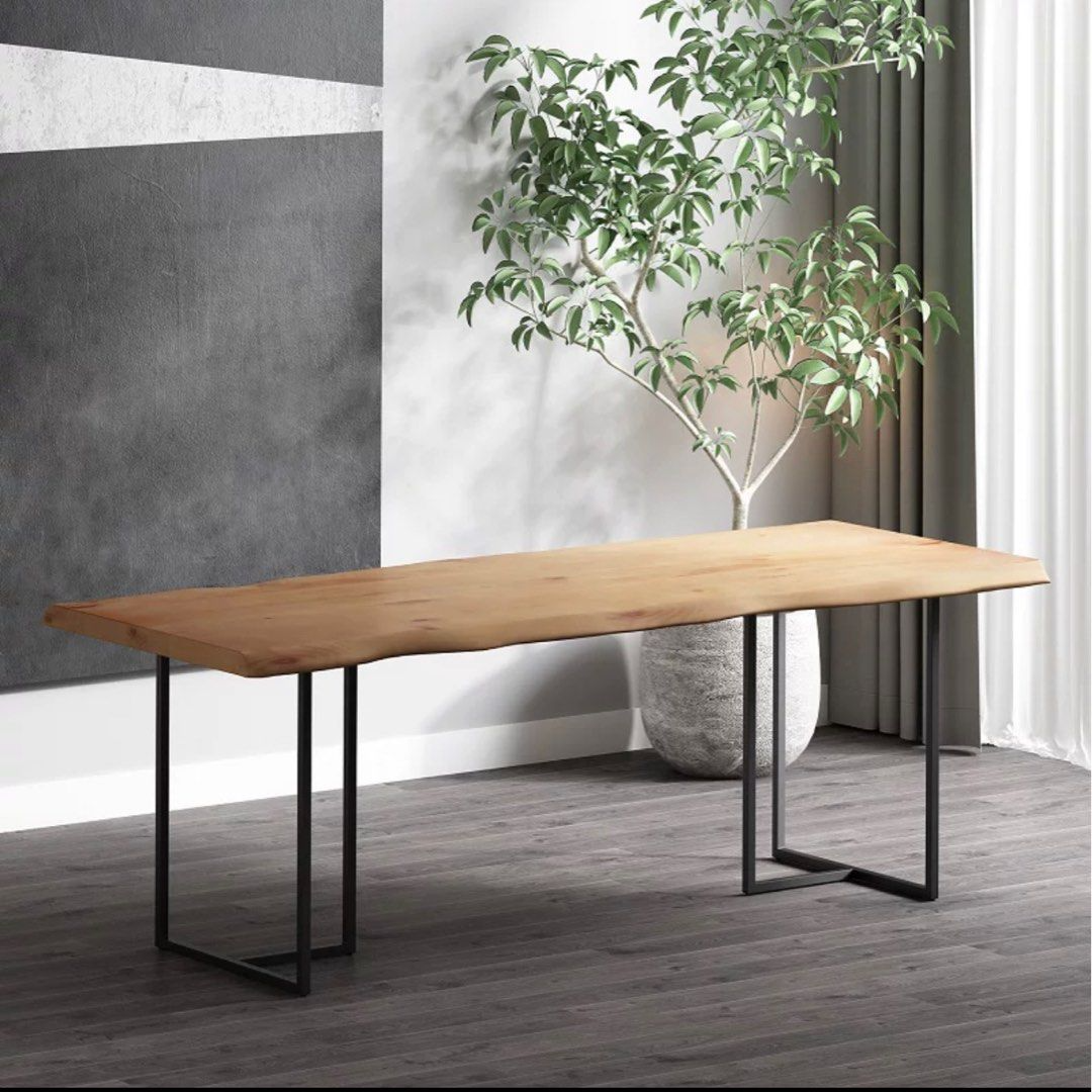 HOLMES Industrial Solid Wood Dining Table - Radical Homes Singapore