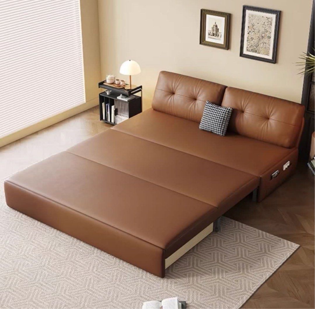 ZANI Scratch Resistant Leather Storage Sofa Bed - Radical Homes Singapore