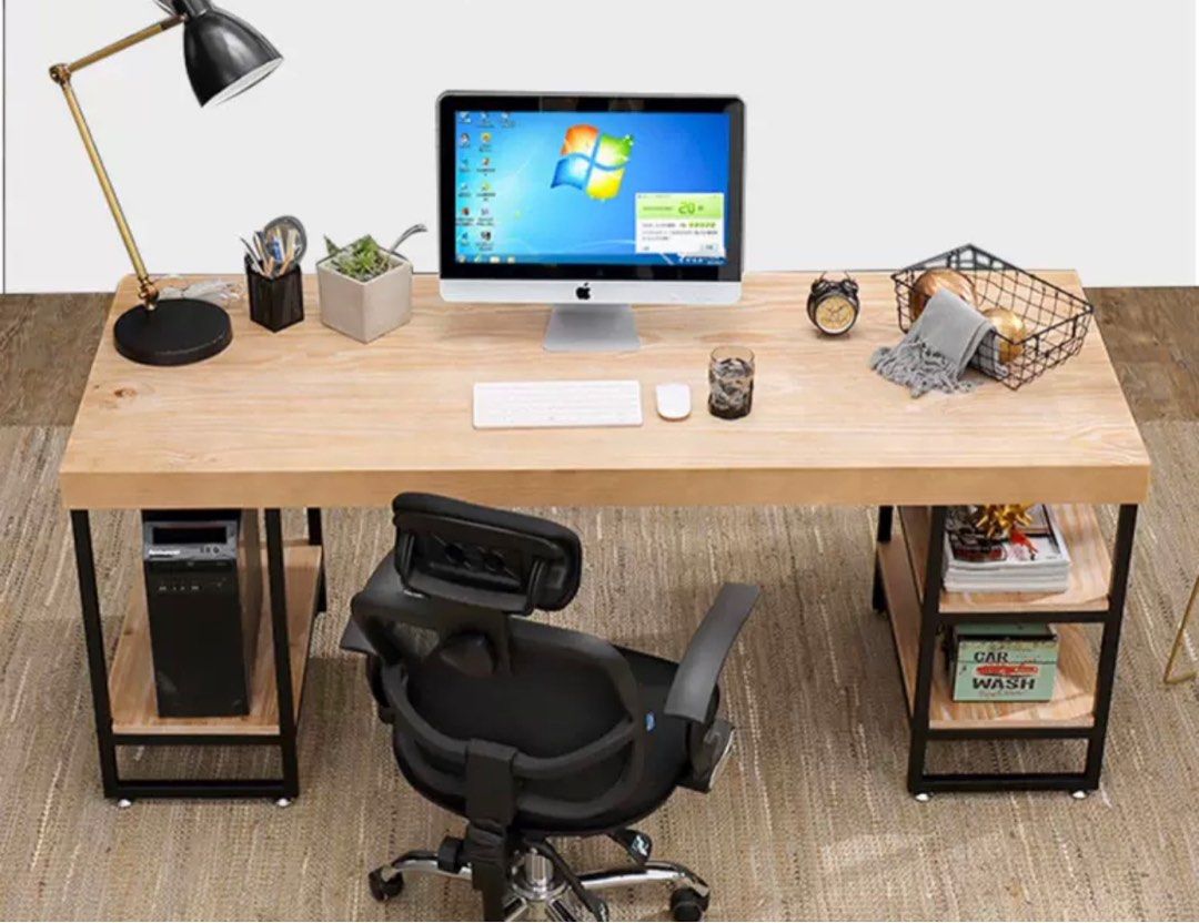 HUNTER Modern Industrial Solid Wood Office Table - Radical Homes Singapore