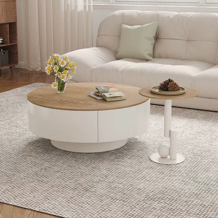 KIORA Japandi Sintered Stone Round Coffee Table - Cassa Haus Singapore