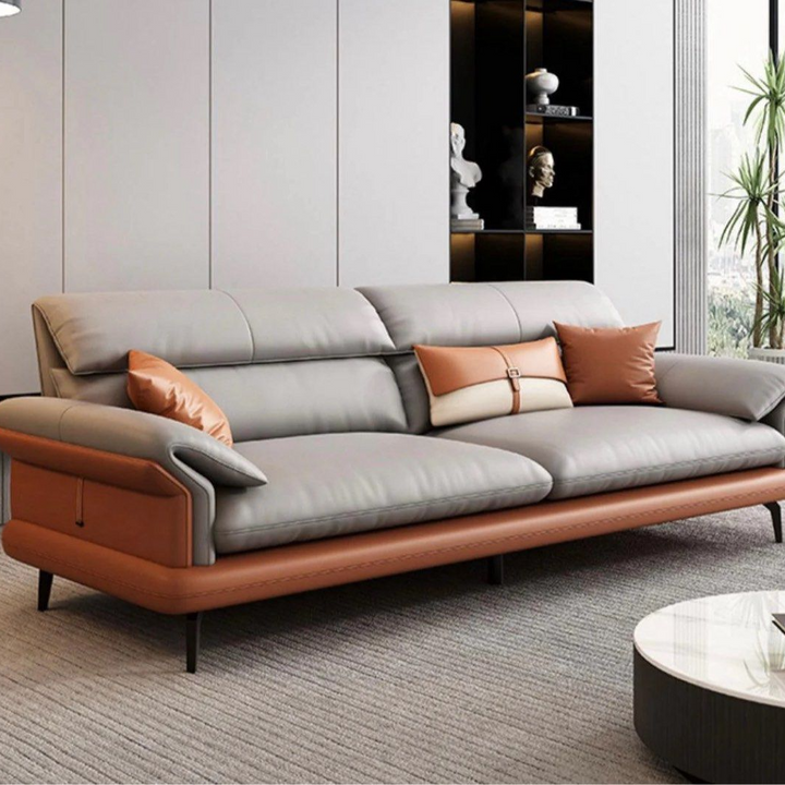 LUNZO Modern Genuine Leather Sofa