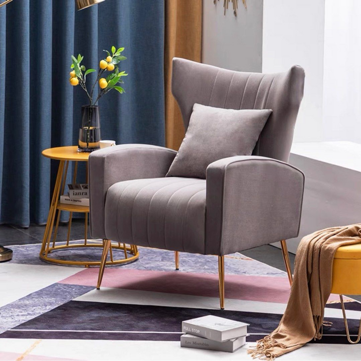 LEVI Winged Velvet Armchair - Radical Homes Singapore