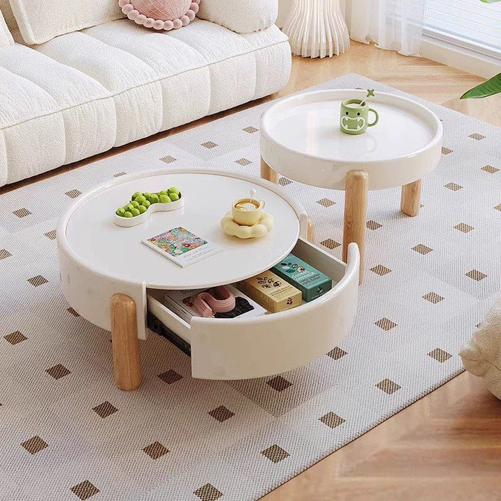ETHAN Japandi Solid Wood Round Coffee Table - Cassa Haus Singapore