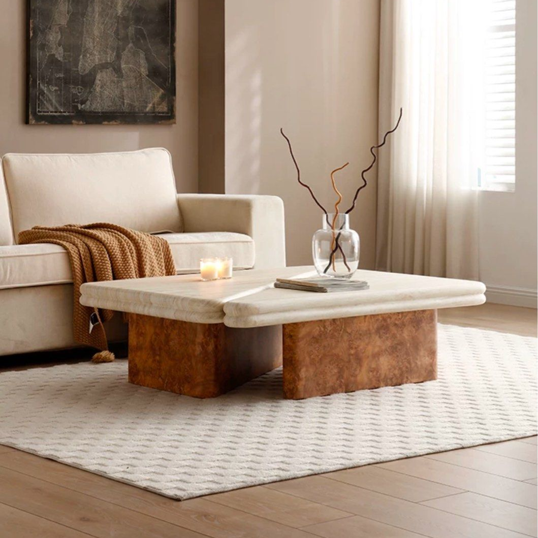 ADAM Modern Travertine Coffee Table - Radical Homes Singapore