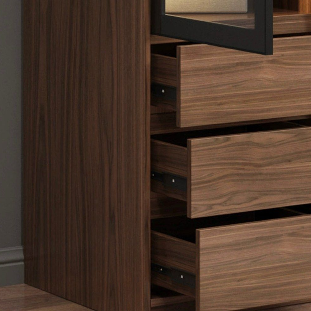 THRYMOR Rustic LED Walnut Wardrobe - Cassa Haus Singapore