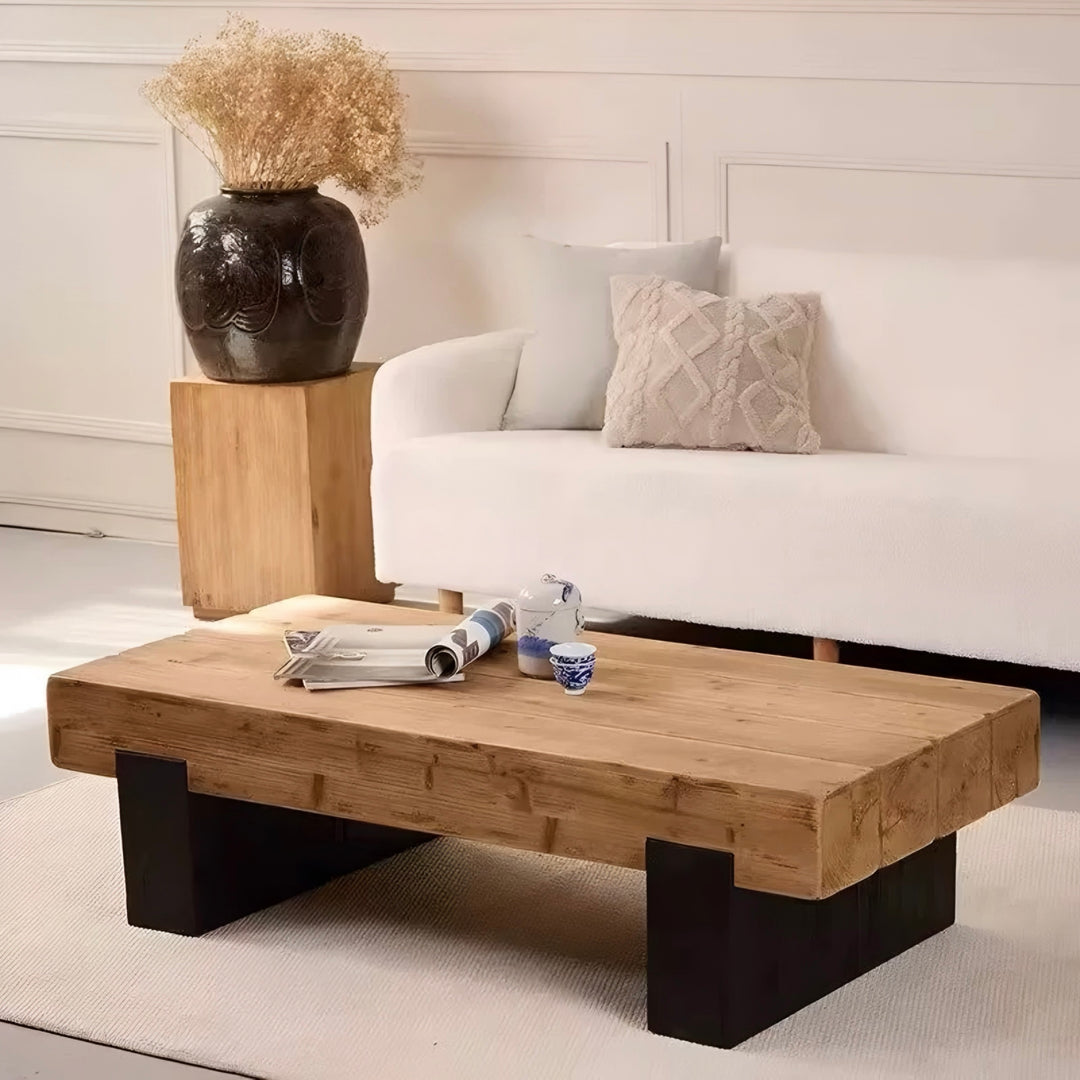 DREVANO Rustic Solid Wood Coffee Table - Cassa Haus Singapore