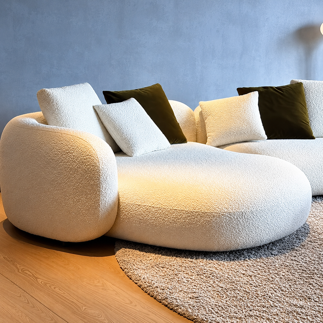 BEZIER Modern Curved Boucle Sofa - Cassa Haus Singapore